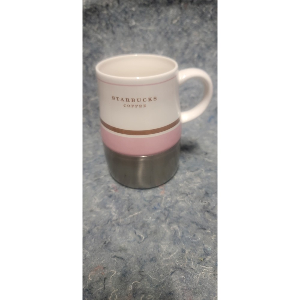 Starbucks 2006 Prink, Brown, Silver White and Rubber Bottom‎ Coffee Tea Mug
